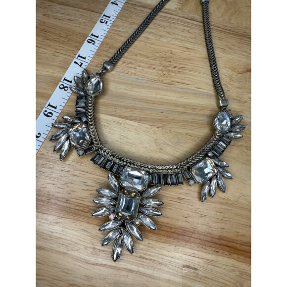 Loft Silver-Tone Crystal Statement Necklace With Rhinestone Accents - Picture 6 of 15